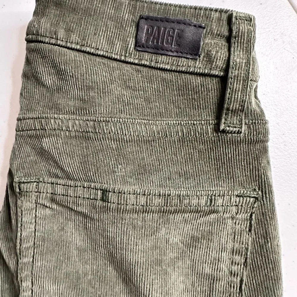 NWT PAIGE Women’s Hoxton Slim Green Corduroy Denim Ankle Jeans Pants - Size 23